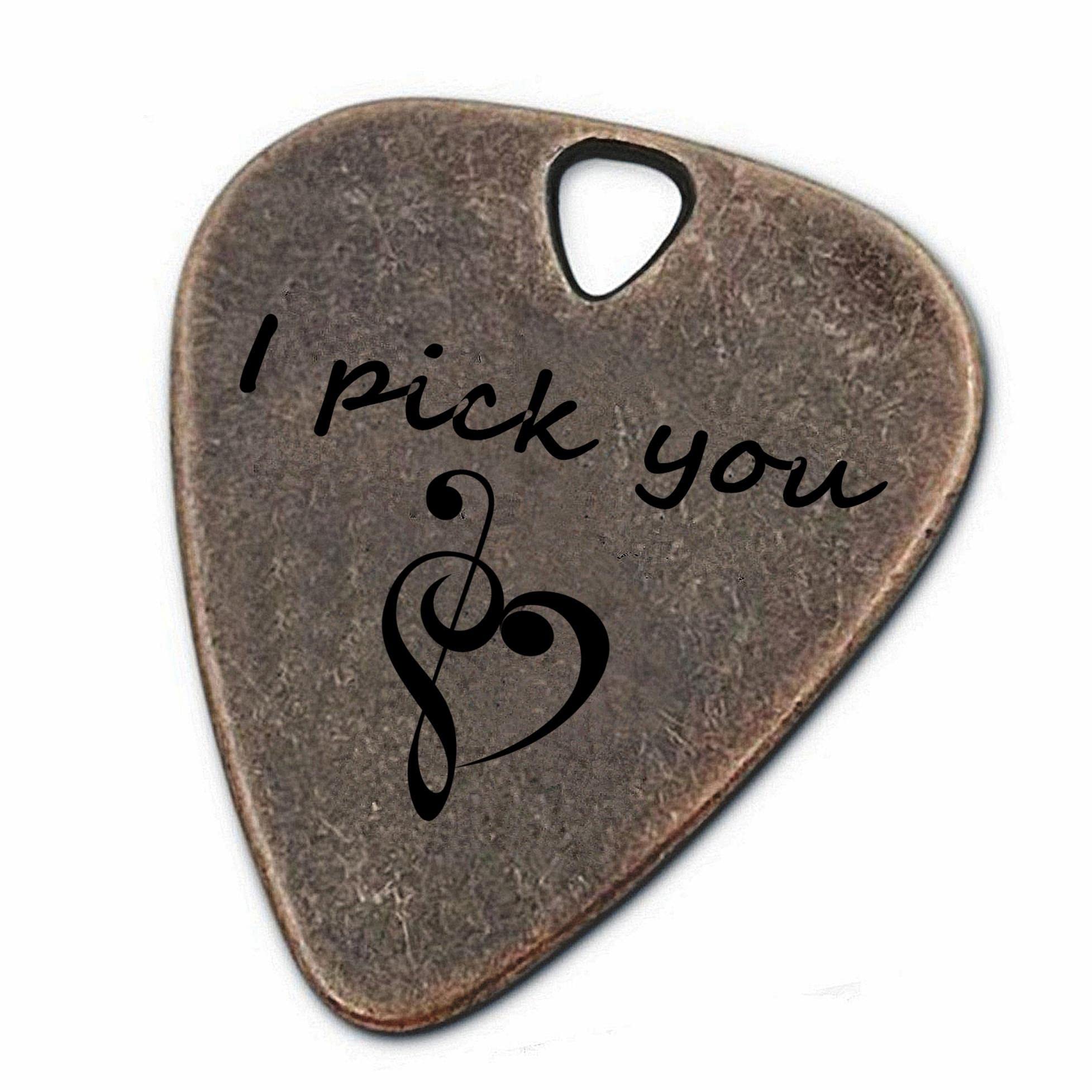 Juppe Birthday Gifts For Husband Or Wife, Bronze Metal Guitar Picks & Bass Picks, I Pick You Guitar Pick Music Gifts For Him Her