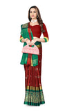 Greciilooks Saree For Women - Cotton Silk Colour Block Simple Butta & Paisley Golden Border Buti With Un-Stitched Blouse Piece Suitable For Festival, Function, Wedding(Pack Of 1) (Maroon)