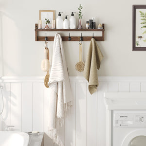AMBIRD Wall Hooks with Shelf 28.9 Inch Length Entryway Wall Hanging Shelf Wood Coat Hooks for Wall with Shelf Wall-Mounted Coat