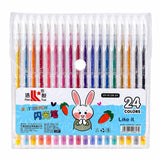 Levin 24pc Colorful 1.0mm Smooth Writing Glitter Gel Pen Set School & Office Use Sparkling Gel Ink Plastic Material