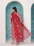Gosriki Women'S Cotton Blend Straight Printed Kurta With Pant & Dupatta (Mei Red-Nd-Gs_Xl_Red_X-Large),Red,,B0D4J7X7H4