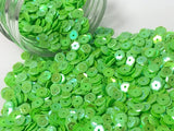 The Design Cart 4 mm Bright Green Round Circular Plastic Sequins Sitara for Embroidery, Embellishing Handbags, Apparels, Art Cra