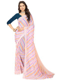 rangita Women Leheria Striped Georgette Saree With Blouse Piece - Pink (SIZE 5.5 MTR)