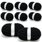 Chunky Chenille Yarn for Crocheting/Arm Knitting, Super Soft Jumbo Knit Blanket Yarn Black 8 Pack (32 yds, 8.5 oz Each Pack)