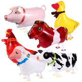 6pcs Farm Animal Inflatable Balloons, Cute Walking Animal Balloons Farm Theme Birthday Party Decorations Sheep Duck Cow Pig Hors