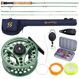 Sougayilang Fly Fishing Rod and Reel Combo, 4 Piece Fly Rod and CNC Machined Aluminum Alloy Reel Complete Starter Package with R