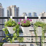 Bianco Plastic Hanging Planter For Plants, Railing Flower Pots, Pot Diameter (22 Cm), Pot Height (17 Cm) (Set Of 3)(White)