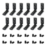 BLCCLOY 12Pcs Black 10 Series Aluminum Extrusion Profiles 1010 Series L-Shape Interior Corner Connector Joint Bracket with Screw