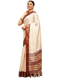 Satrani Womens Woven Silk Blend Saree (2347S252Na_Off White2)