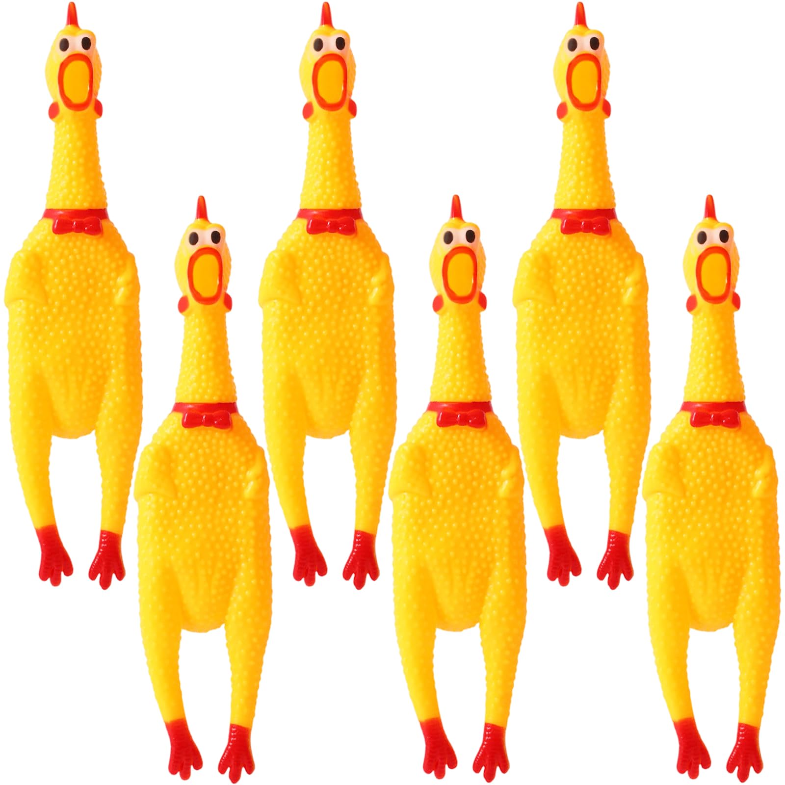 Zddaoole 6 Pcs Large Screaming Chicken Dog Toys,Yellow Rubber Chicken 12 inch,Squeeze Squeaky and Screaming Chicken,Prank Novelt