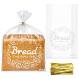 Nicunom 200 Pcs Clear Bread Bags with Ties, 14x3.5x8 Inches Reusable Bread Loaf Packing Bags Gusseted Plastic Sourdough Bags for