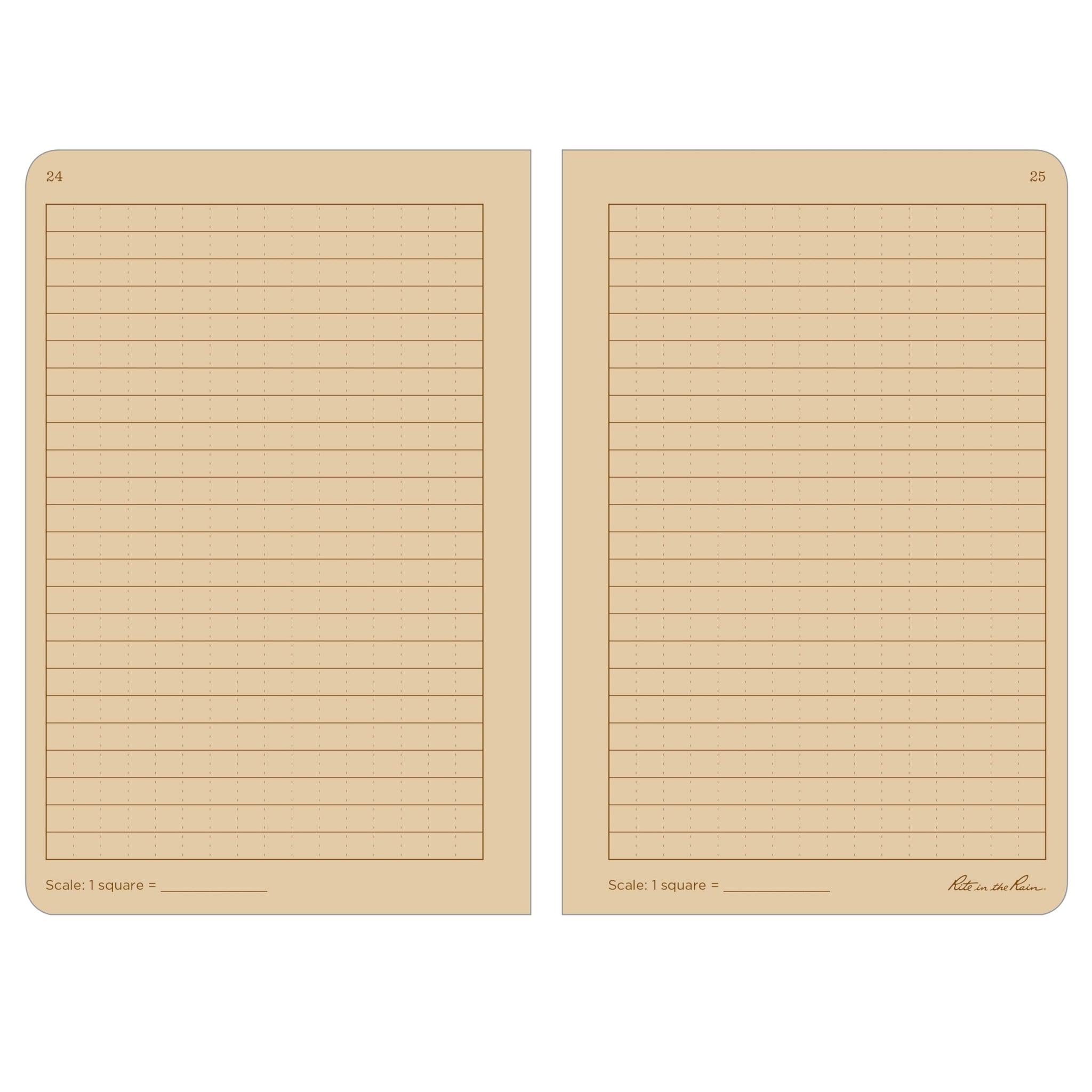 Rite In The Rain Weatherproof Stapled Notebook, 4.625 X 7, Tan Cover, Universal Pattern, 3 Pack (No. 971Tfx)
