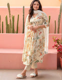 Anni Designer Women'S Rayon Viscose Printed Anarkali Kurta With Pant & Dupatta (Sudan Cream-Vks03_Xxl_Cream_Xx-Large),Cream,2XL,,,