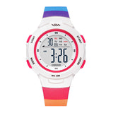 V2A Resin Girls White Dial Multicolor Digital Sports Watch - Printed Band For Ages 5-13 - Latest Kids Watch, Birthday Gift, Retu