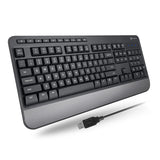 X9 Wired Ergonomic Keyboard - Comfortable Typing - Ergonomic Full Size USB Keyboard with Wrist Rest, Number Pad, Multimedia and 114 Keys - External Computer Keyboard for Laptop, Desktop and Office PC