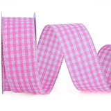LaRibbons Pink Gingham Ribbon Wired 1 1/2 Inch x 10 Yards Check Plaid Ribbon for Gift Wrapping Wreath Bow Outdoor Decoration