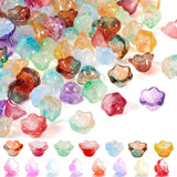 200pcs Bellflower Glass Beads, Mixed Colours Glass Flower Beads for Jewelry Making, Cute Crystal Beads for Plant DIY Craft Brace