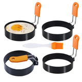 3.5 Egg Rings Set of 4 with Silicone Handle, Large Ring for Frying Eggs, Round Mold for English Muffins - Griddle Cooking Shaper