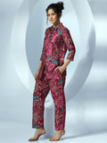 Libas Women'S Silk Blend Regular Co Ord Set (48998_Pink Pink 2Xl