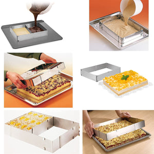 10 Reach 20 Inch Rectangular Stainless Steel Adjustable Flexible Scalable Mousse Cake Mould Cake Tiramisu Bread Pastry Baking Mo
