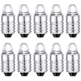 Honoson 10 Pieces E10 LED Bulbs 3 Volt Miniature Flashlight E10 Replacement Bulbs Mini Lamps Cool White
