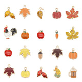Julie Wang 40PCS Autumn Charms Enamel Pumpkin Maple Leaf Corn Pendants for Thanksgiving Holiday Jewelry Necklace Earring Bracele