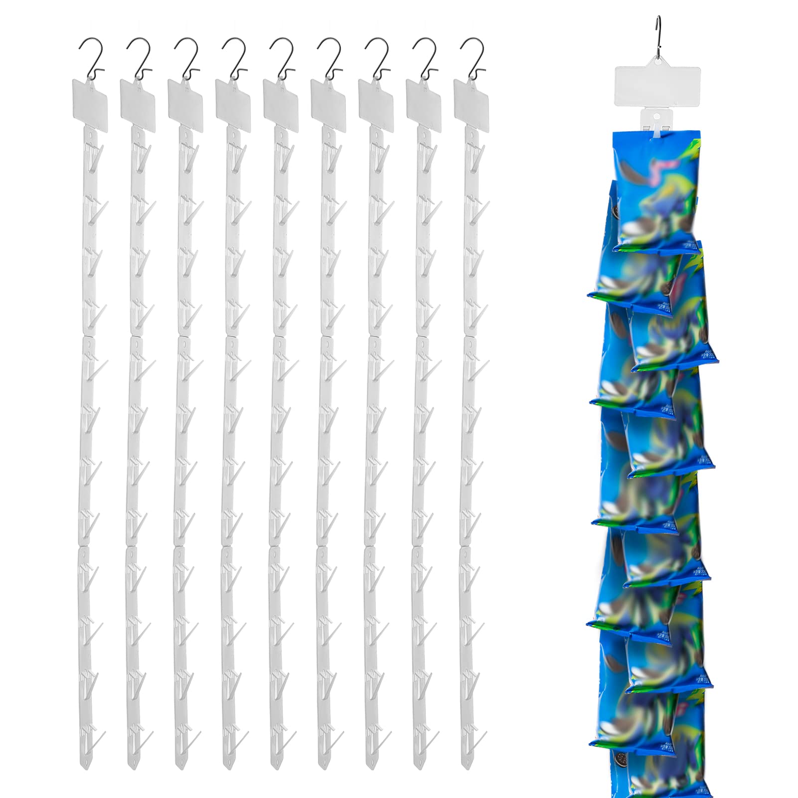 10 Pieces Station Hanging Merchandise Strips With Hooks, Display Merchandise Strips For Retail Display With Label Header