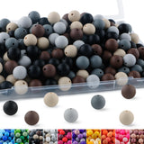 Lovyomi 150pcs 15mm Silicone Beads for Keychain Making Mix Color Round Beads for Pens and Bracelet Crafts(Gray)
