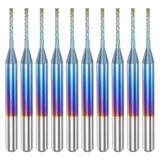 HARFINGTON 10pcs End Mills CNC Router Bits 1/8 Shank 1mm Blue Coated Tungsten Carbide Milling Cutters for PCB Acrylic Wood Alumi