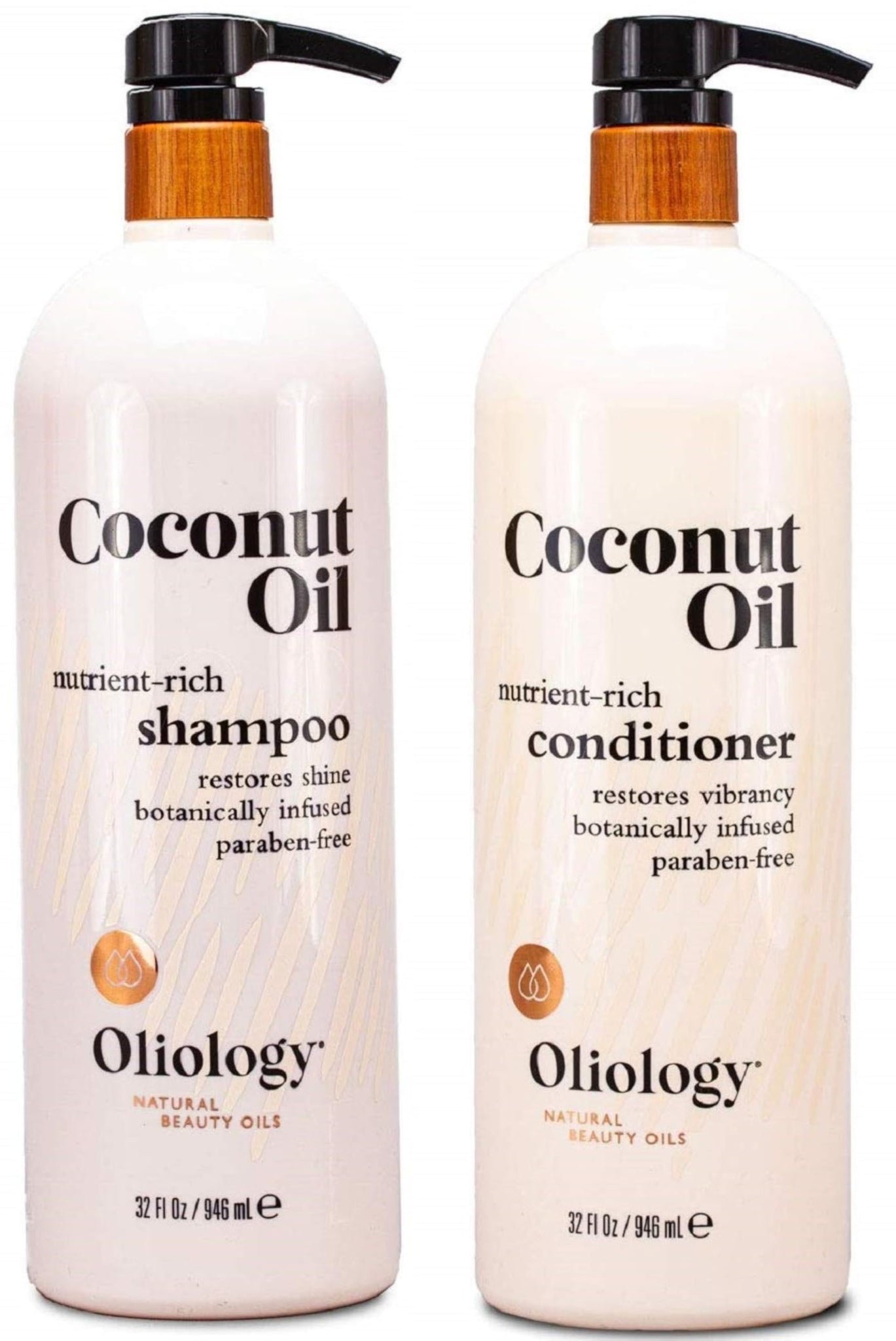 Oliology Nutrient Rich Coconut Oil Shampoo & Conditioner Combo Pack - Helps Restore Damaged Hair | Provides Intense Shine | Mois