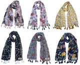 Fusfus WomenS Printed Chiffon Scarves And Stoles, Free Size(Multicolour, Fs2501) Pack Of 6 (Multicolor3)