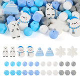 Beadthoven Christmas Silicone Beads 15mm Winter DIY Necklace Bracelet Beads Snowman Snowflake Bear Hat Polygon Round Silicone As