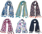 Fusfus WomenS Printed Chiffon Scarves And Stoles, Free Size(Multicolour, Fs1553) Pack Of 6 (Multicolor1)