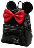 Loungefly Disney Minnie Mouse Black Sequin Womens Double Strap Shoulder Bag Purse