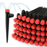 Copadri 50pcs Drip Emitters for 1/4 Irrigation Tubing, Easy Connect Adjustable 360 Degree Water Flow Sprayer On 5 Stake for 4/7m