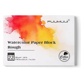 Fuumuui 7 10 Watercolor Paper Block, Textured Rough 100% Cotton Watercolor Paper, 140lb/300gsm, 22 Sheets, Acid-Free, Art Paper