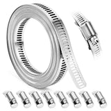 Hose Clamps, DIY 13 FT Metal Strap + 8 Fasteners, Hose Clamps Stainless Steel, Large Adjustable Hose Clamp Pipe Clamp for Pipe A