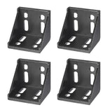 uxcell 4Pcs Inside Corner Bracket Gusset, 56x56x59mm 6060 Angle Connectors for 6060 Series Aluminum Extrusion Profile Black