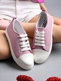 Shoetopia Smart Casual Lace-Up Peach Sneakers For Women & Girls,Peach,4,B0C5R7Z7DN