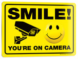 iSYFIX Smile You're on Camera Signs for Business - 1 Pack 14x10 Inch - 100% Rust Free .040 Aluminum Sign, Laminated for UV, Weat