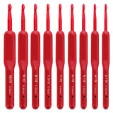 Oyeuyid Red Crochet Hooks Ergonomic Crochet Hook Set, 9 Sizes Of Soft Handle Aluminum Crochet Needles26Cm
