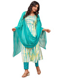 Anni Designer Women'S Rayon Viscose Straight Printed Kurta With Pant & Dupatta (Tiedye Rama Green-Vks08_3Xl_Green_Xxx-Large),Green,3XL