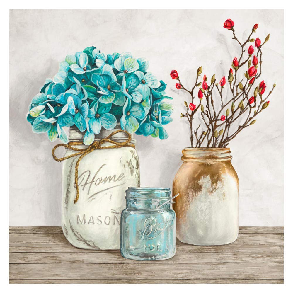 Floral Composition With Mason Jars I-Paper Art-32,,X32,,
