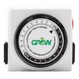 Grow1 Dual Outlet Mechanical Timer 24 Hour Hydroponics Grow Light Timers Electrical Outlets, Universal Wall Plug 3-Prong Grounde