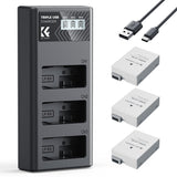 K&F CONCEPT 3-Pack LP-E8 Battery and Upgraded LCD Charger Compatible with Canon EOS Rebel T2i, T3i, T4i, T5i, 550D, 600D, 650D, 