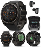 Wearable4U Garmin Fenix 8 - 51 mm, Solar, Sapphire, Carbon Gray DLC Titanium GPS Multisport Smartwatch with Black/Pebble Gray Si