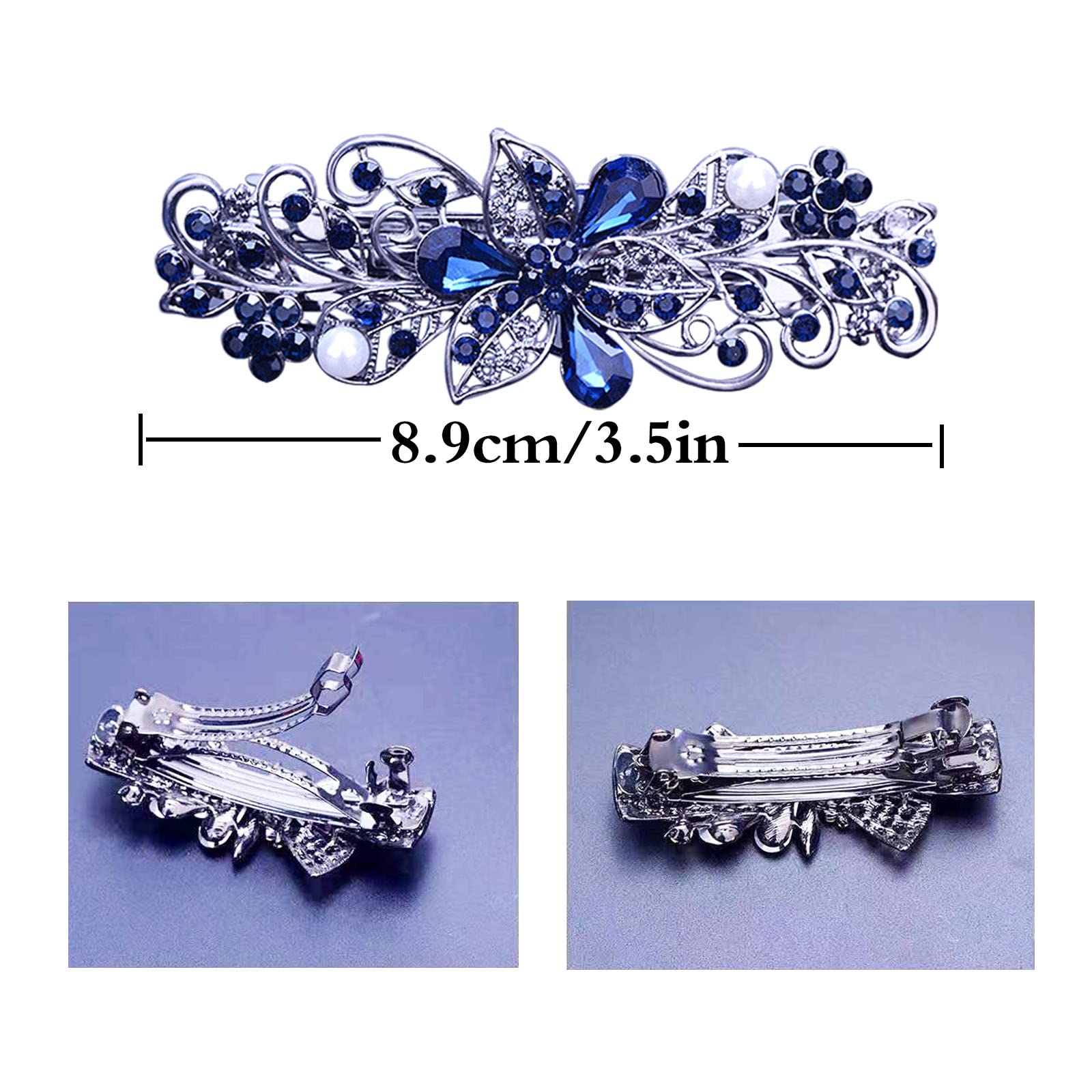 4 PCS Hair Barrettes for Women Ladies, Flower Crystal Rhinestones Barrettes Pearl Spring Hair Clip Accessories Women Fashion Pon