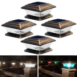 HUYIENO Solar Post Cap Lights - Outdoor LED Deck Fence Cap Light with 9 Light Modes, Bright White & 7 Color Fixed/Cycling Modes 