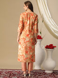 Gosriki Women'S Cotton Blend Straight Printed Kurta With Pant (Nissu Orange-Nj-Gs_Xl_Orange_X-Large),Orange,,B0D3BXL5RC