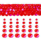 Elecrelive 490pcs Red Faceted Rondelle Beads Briolette Glass Beads Crystal Loose Beads 3mm/4mm/6mm/8mm/10mm for DIY Beading Brac